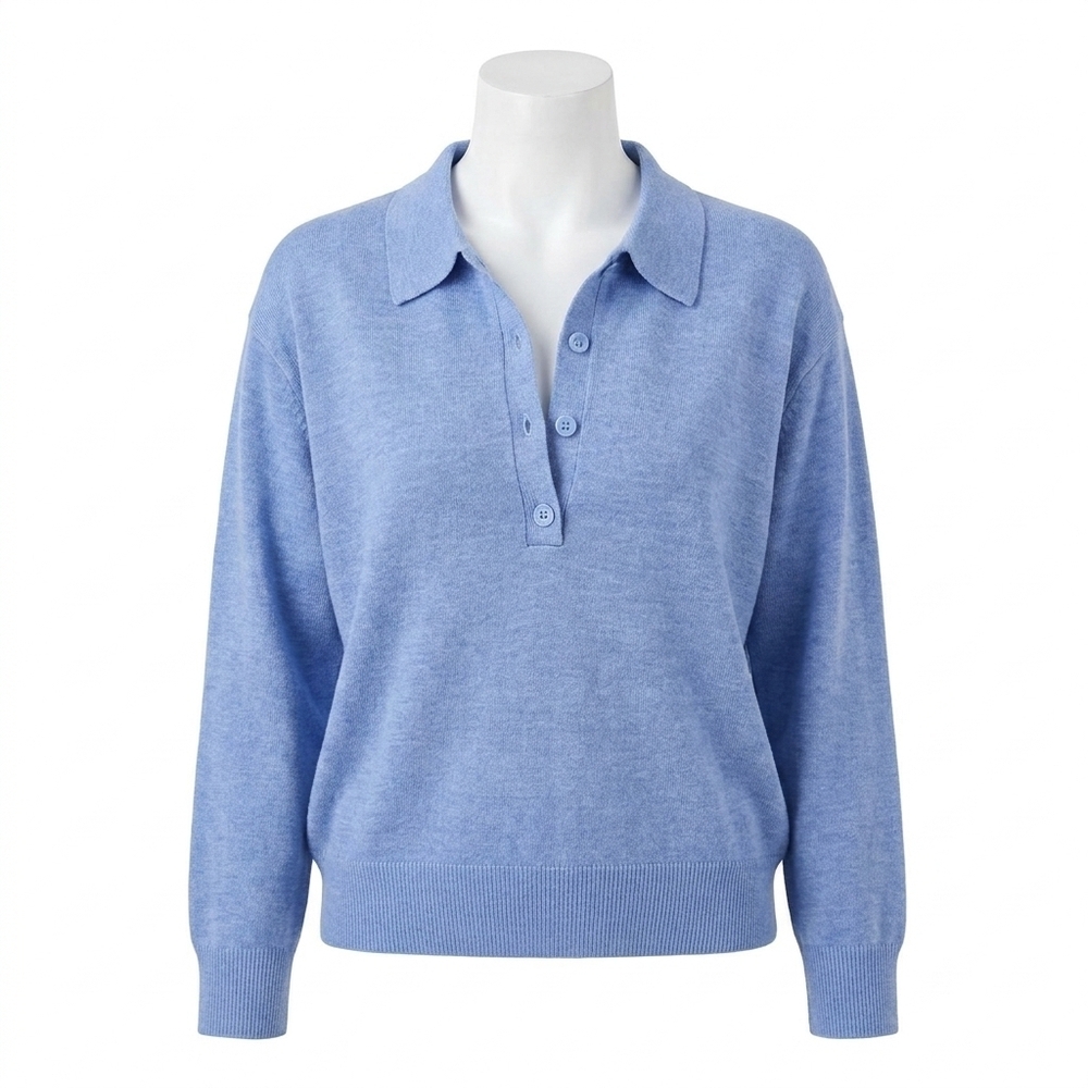 NEW APIECE APART kari knit polo in heathered sky